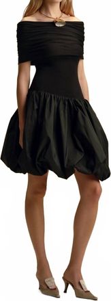 Marina Moscone Off-Shoulder Jersey Bubble Dress In Black