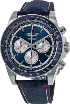 Longines Conquest Automatic Chronograph Marco Odermatt Blue Dial Fabric Strap Mens Watch L3.835.4.91.2