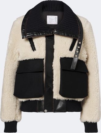 sacai Paneled wool-blend blouson jacket