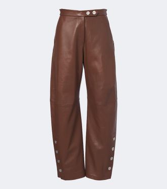 Sportmax Leather barrel-leg pants