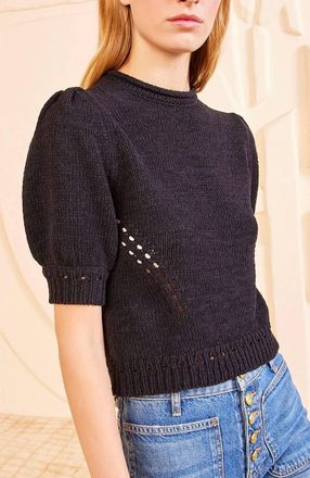 Ulla Johnson Pia Puff Sleeve Top In Noir