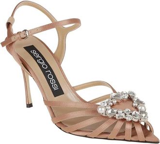 Sergio Rossi Sandalen - Nude Satin Sandal With Sunburst Design - Gr. 35 (EU) - in Braun - für Damen