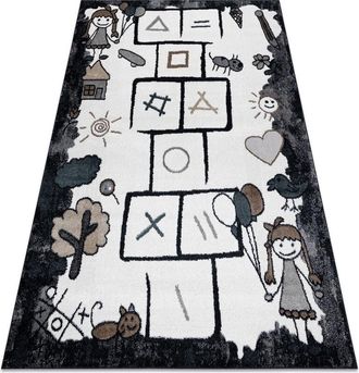 RugsX Rugsx - Alfombra Fun Hop Para Ni&ntilde;os, Rayuela, Animales Negro Black 160x220 Cm
