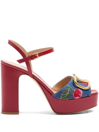 Valentino Garavani cherryfic-embroidery vlogo-signature platform sandals - Blue