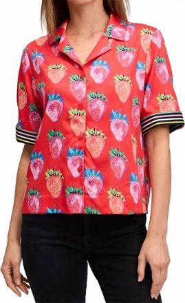 Foxcroft Quinn Short Sleeve Shirt In Strawberry Delight