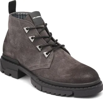 Karl Lagerfeld Chukka Boots Mens Gray Suede Round Toe Ankle ZPO3751