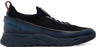 Santoni Navy Blue Color Block Sneakers