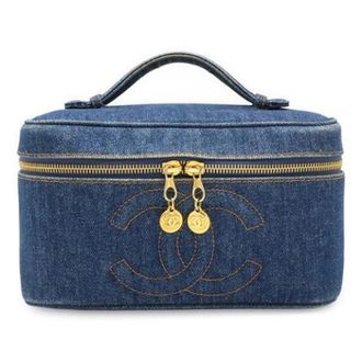 Chanel Pre-owned Denim Vanity Bag - Dames - Pre-owned - Blauw - Maat: ONE Size Denim
