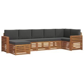 vidaXL Conjunto De Sof&aacute; Seccional Con Coj&iacute;n 7 Pcs Natural Y Antracita Vidaxl