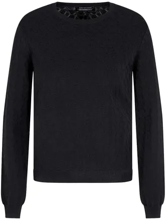 A|X Armani Exchange monogram-knit top - women - Viscose/Polyamide - L - Black