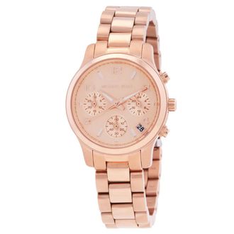 Michael Kors Runway Chronograph Quartz Rose Gold Dial Ladies Watch MK7327