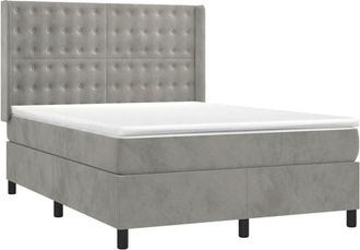 vidaXL Cama Box Spring Colch&oacute;n Y Led Terciopelo Gris Claro 140x190 Cm Vidaxl