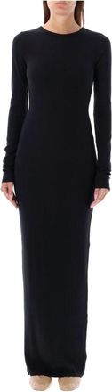 &Eacute;terne Maxi-jurk met lange mouwen en ronde hals - Dames - Maxi kleedjes - Zwart - XL - Katoen - Kleedjes