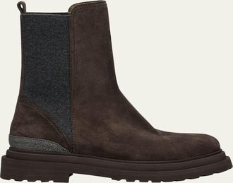 Brunello Cucinelli 15MM Suede Ankle Boots W/ Monili