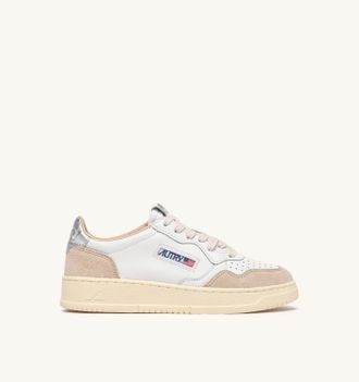 Autry SNEAKERS MEDALIST LOW IN PELLE E SUEDE BIANCA E ARGENTO