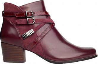 Regarde le ciel Womens Isabel 120 Leather Bootie In Bordo