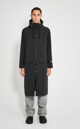 Stutterheim Stockholm Long Patch Matte Raincoat in Black at Nordstrom, Size X-Large
