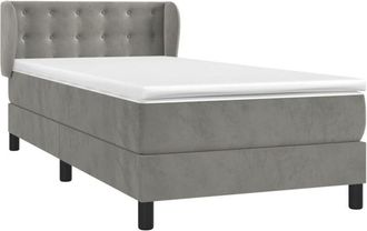 vidaXL Vidaxl - Cama Box Spring Con Colch&oacute;n Terciopelo Gris Claro 100x200 Cm