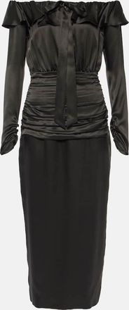 Alessandra Rich Off-shoulder silk midi dress