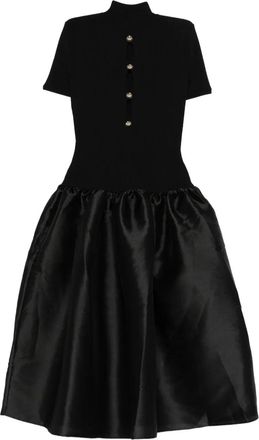 Self Portrait Midi-jurk met knoopdetail - Zwart