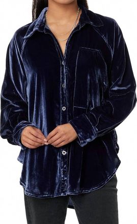 Free People Night Skies Velvet Top In Navy