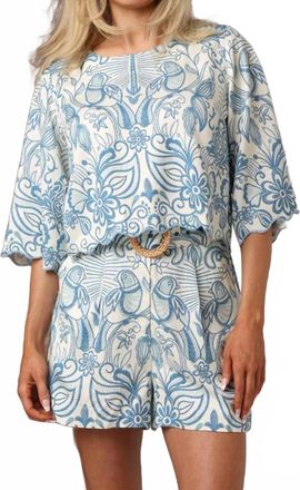 Shore Leave Tia Half-Sleeve Top In Birds Of A Feather