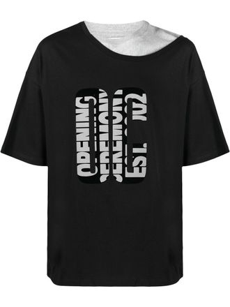 Opening Ceremony double-collar T-shirt - men - Cotton - L - Black