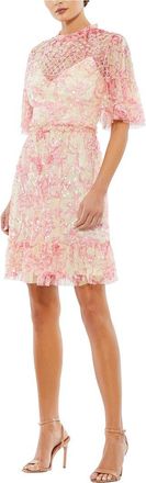 Mac Duggal Flounce Sleeve Mini Dress