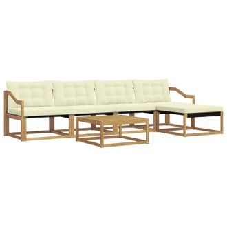 vidaXL Conjunto De Sof&aacute;s De Exterior 6 Pcs Blanco Y Crema Vidaxl
