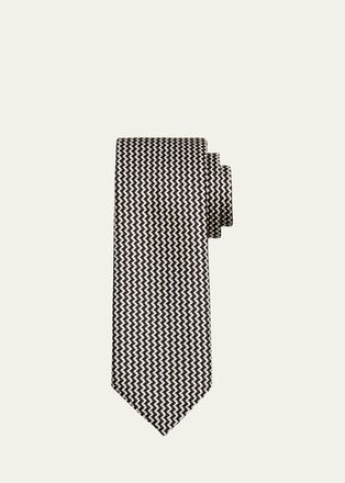 Tom Ford Mens Contrast Zigzag Silk Tie
