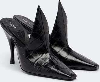 Alaia Ala&iuml;a Mules de piel grabada