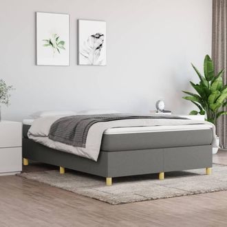 Berkfield Home Box Spring Bed Frame Dark Grey 135x190 cm Double Fabric