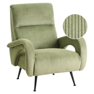 Beliani Beliani - Sill&oacute;n Tapizado De Pana Con Reposabrazos Estilo Moderno Retro Verde Svalov