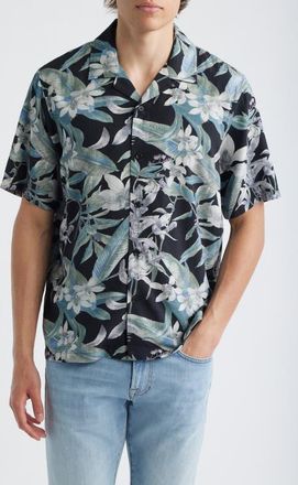 Rag & Bone Avery Tropical Floral Camp Shirt in Blacktropi at Nordstrom, Size Xx-Large