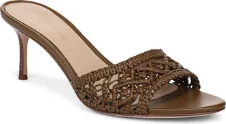 Veronica Beard Tia Macram&eacute; Slide Sandal in Chestnut at Nordstrom, Size 5.5