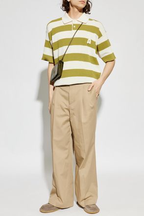 Ami Striped Pattern Polo, Mens, Green