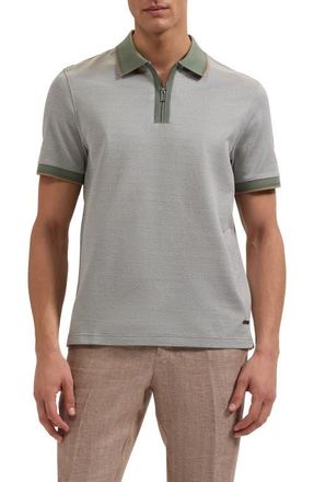 Bugatchi Quarter Zip Polo in Khaki at Nordstrom, Size Xx-Large