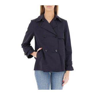 Emme Di Marella Double-Breasted Coats, female, Blue, Size: M Emmpelota Trench