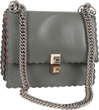 Fendi Kan I Bag Leather Gray Leather Bag (Pre-Owned)