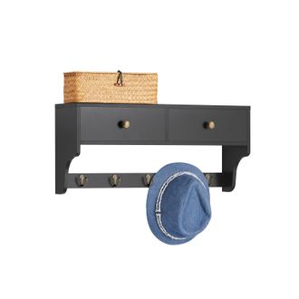 SoBuy Estanter&iacute;a Moderna De Pared Perchero De Pared Para Entrada Con 5 Ganchos Y 2 Cajones 60 X 15 X 27 Cm Negro Frg178-sch Sobuy Es
