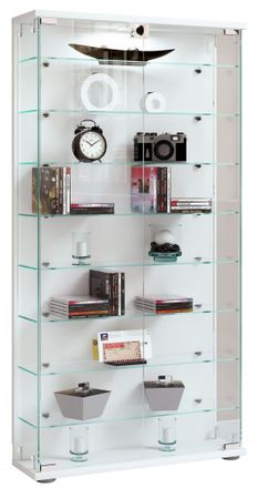 ebuy24 Ebuy24 - Vitrina De Vidrio Vcm De Pie Vitrina De Vidrio Con Vidrio De Seguridad Esg Dimensiones Aprox. Al. 114 X An. 59 X P. 17 Cm Soporte Vitrina Vid