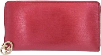 Gucci Red Color Leather Long Wallet (Bi-Fold) (Pre-Owned)