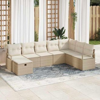 vidaXL Vidaxl - Conjunto De Sof&aacute; De Jard&iacute;n Con Coj&iacute;n 8 Pcs Beige Y Crema