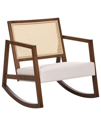 Beliani Mecedora madera marr&oacute;n beige claro