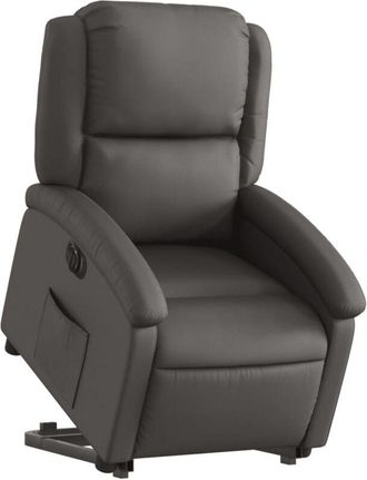 vidaXL Vidaxl - Sill&oacute;n Reclinable El&eacute;ctrico Elevable Cuero Aut&eacute;ntico Gris