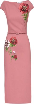 Oscar De La Renta Abito midi con ricamo - Rosa