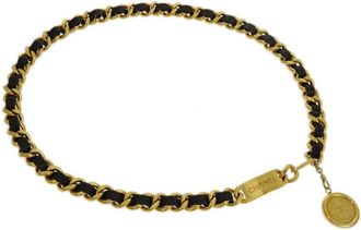 Chanel 1990-2000s Medallion chain belt - women - Gold Plated/Leather - One Size - Black