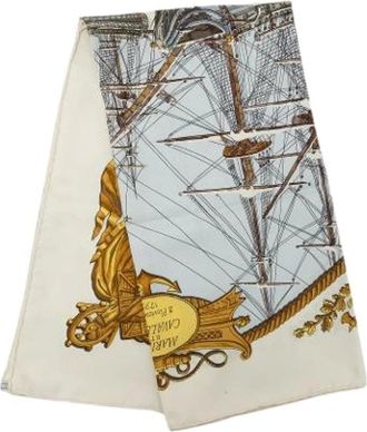 Herm&egrave;s Pre-owned Foulard Marine et Cavalerie Herm&egrave;s - - Pre-owned - Donna - Bianco - ONE SIZE