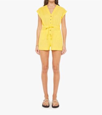 Mother Long Story Short Romper In Primrose Yellow