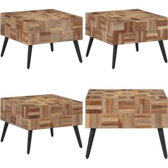 vidaXL Tavolino da Salotto Grigio 55x55x40cm Massello Teak di Recupero - Tavolino in legno massello - Tavolino in teak di recupero
